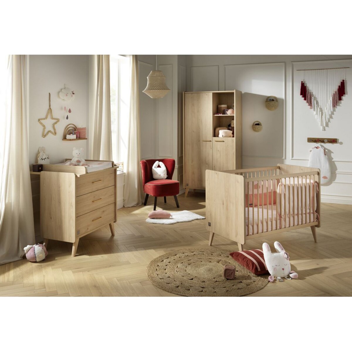 Chambre bébé bois complète lit évolutif commode armoire