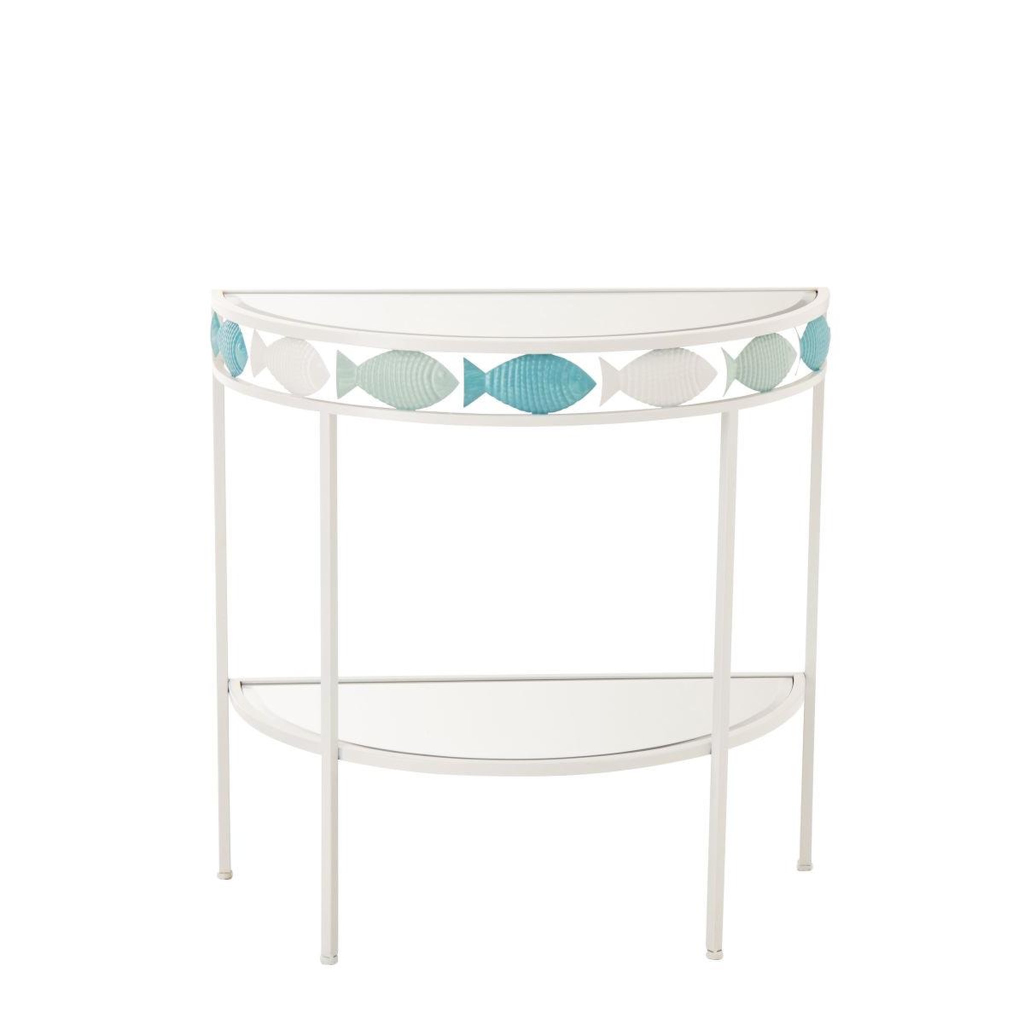 Voir la diapositive 2 : J-LINE Console en métal  poisson  80cm blanc & bleu