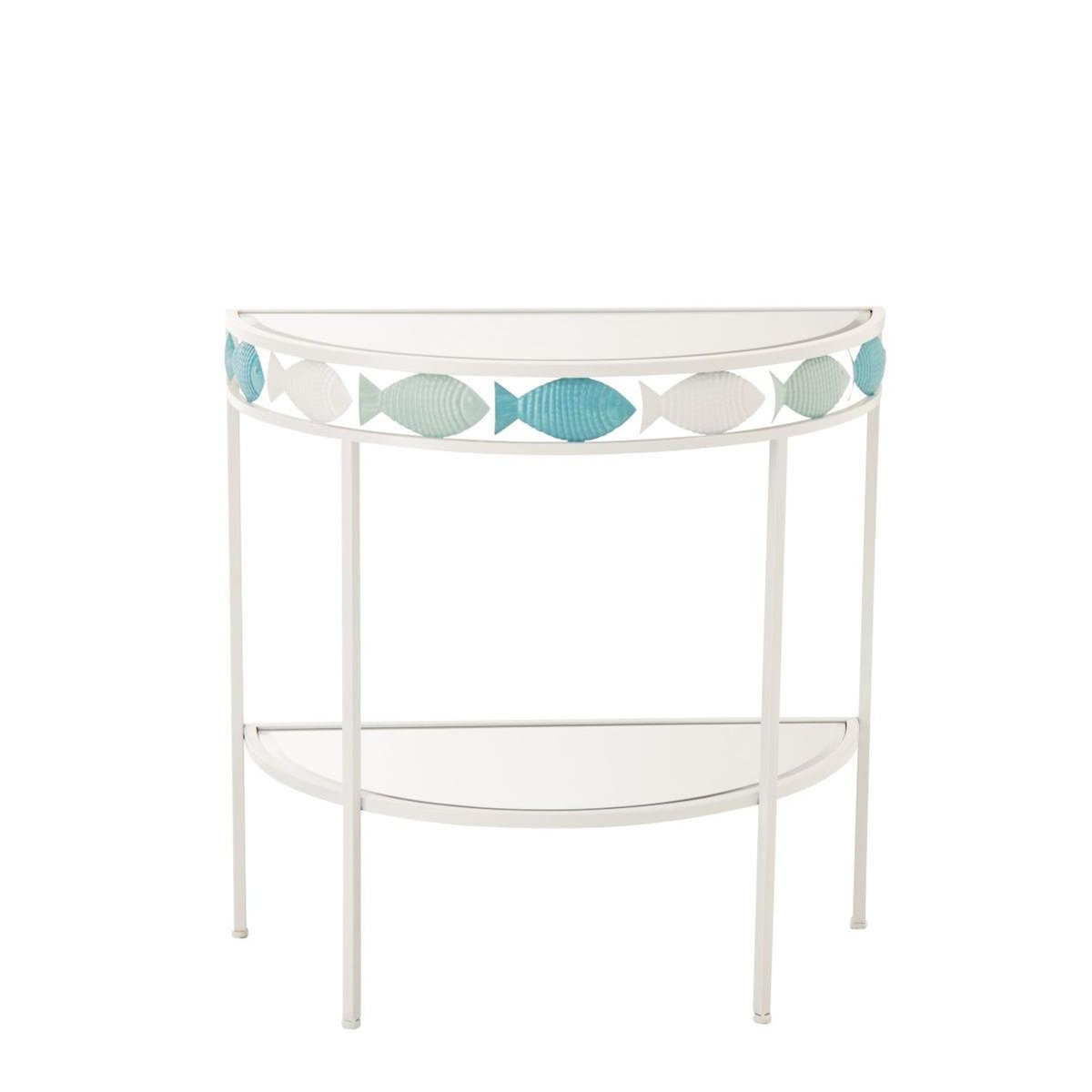 Paris Prix Console en Métal  Poisson  80cm Blanc & Bleu