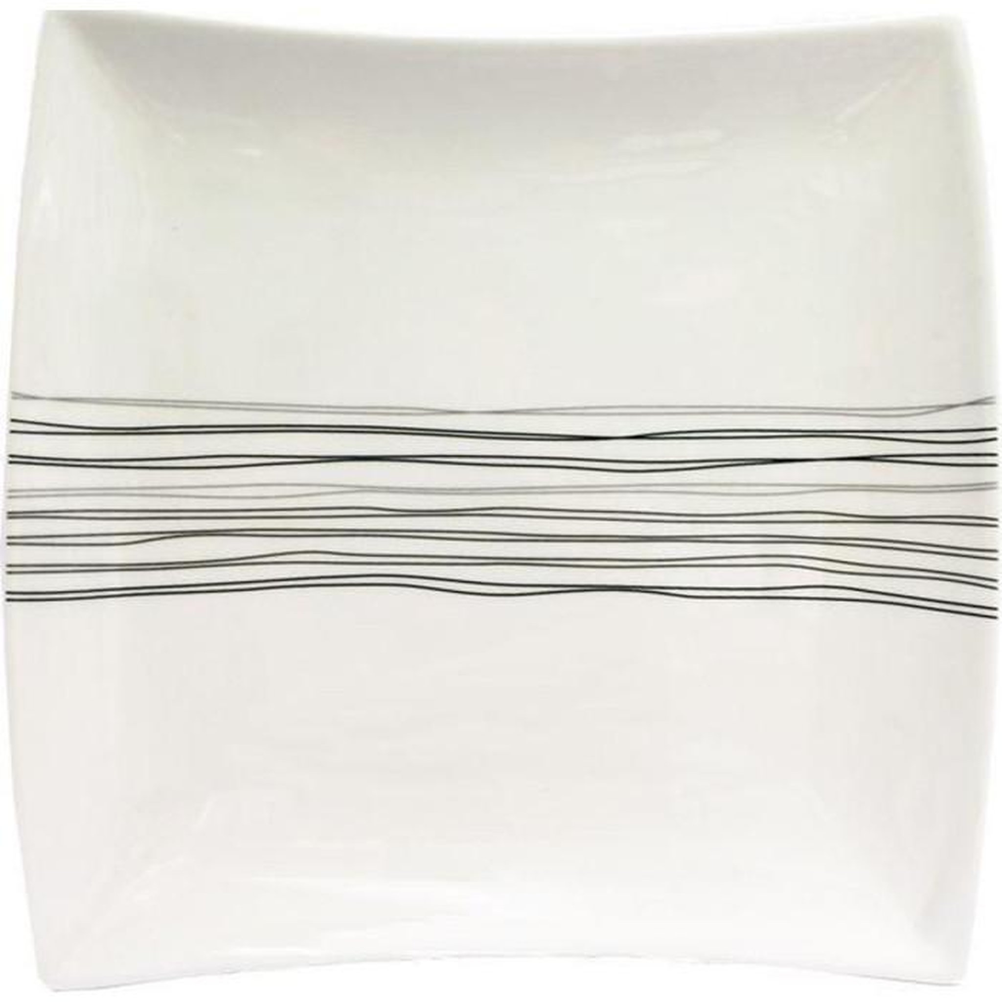 SECRET DE GOURMET Lot de 6 Assiettes à Dessert Carrées  Lignes  20cm Blanc