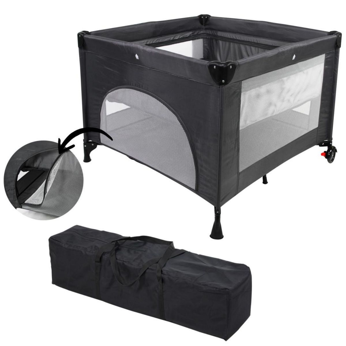 NANIA MIGO - lit Parapluie et Parc bébé avec étage 2 en 1 - De la Naissance à 15 Kg - Sac de Transport et Matelas Inclus