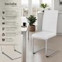 Voir la diapositive 2 : tectake Ensemble de chaises de salle à manger rembourré avec revêtement aspect cuir blanc Lot de 4