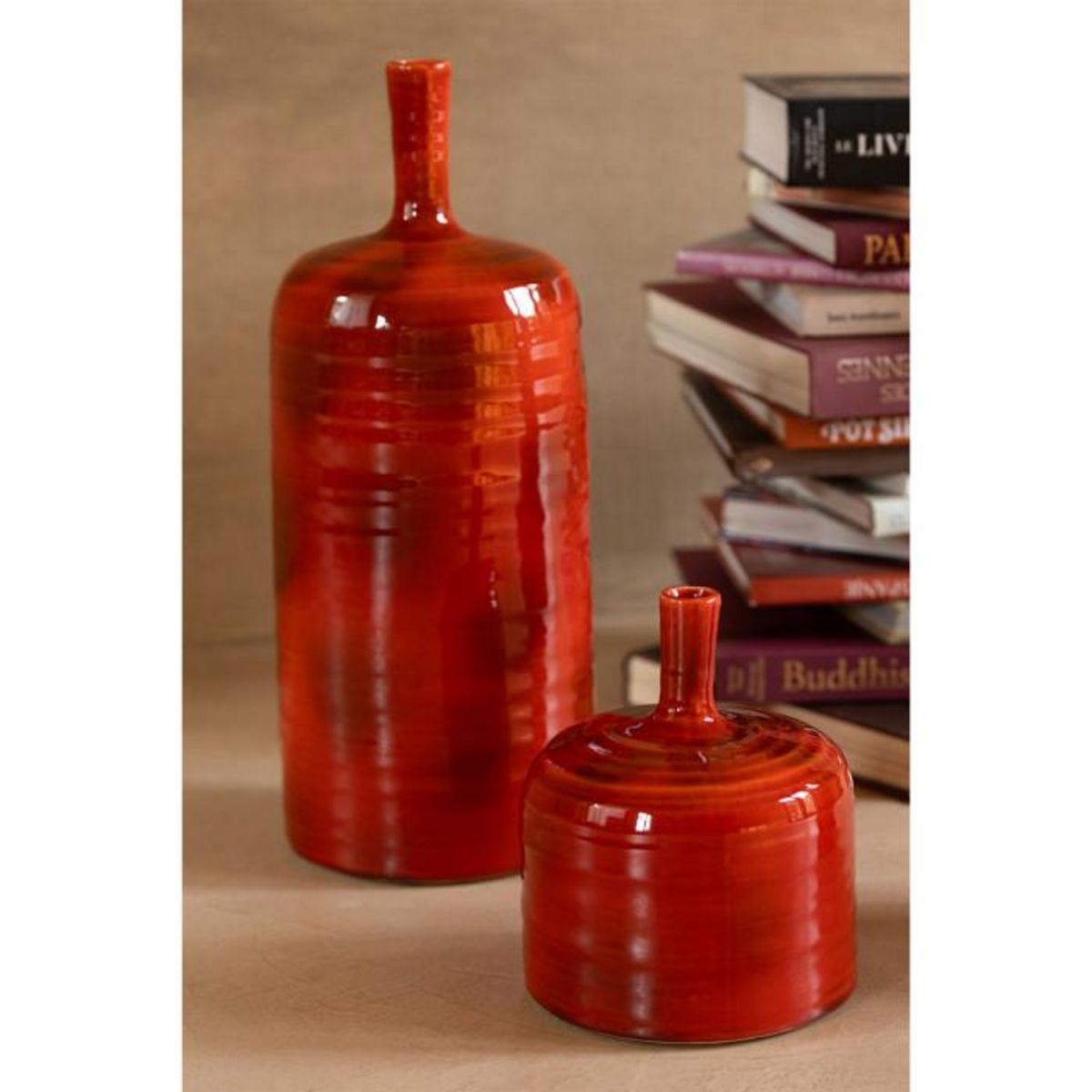 Paris Prix Vase Bouteille en Céramique  Akane  49cm Rouge