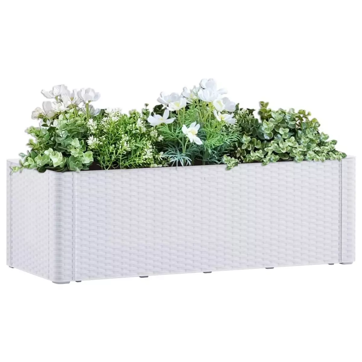 VIDAXL Lit sureleve de jardin et systeme d'arrosage Blanc 100x43x33 cm