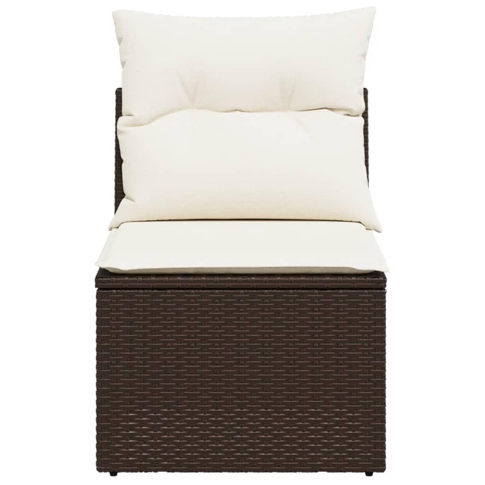 Voir la diapositive 4 : VIDAXL Canape de jardin sans accoudoirs coussins brun resine tressee