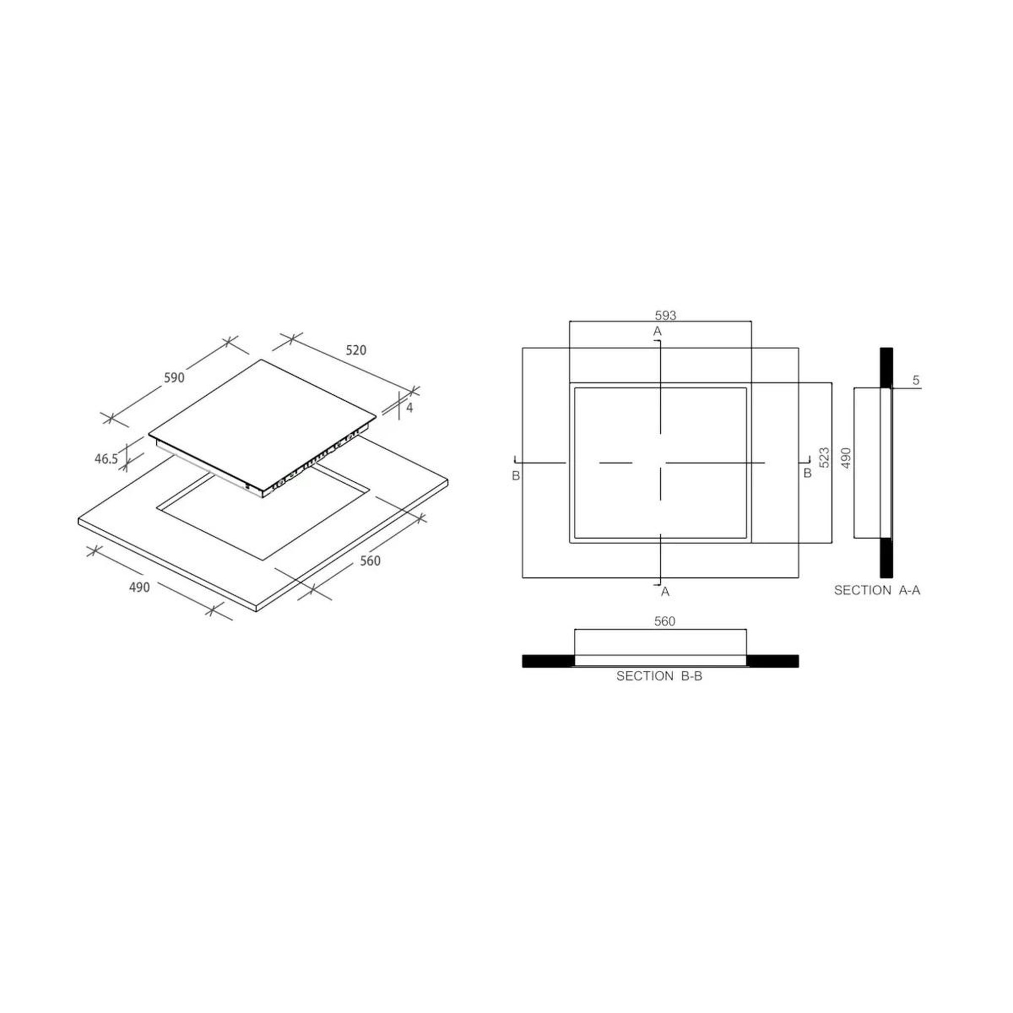 Voir la diapositive 4 : Candy Table de cuisson vitrocéramique 6500cm 60cm noir - CH64CCB