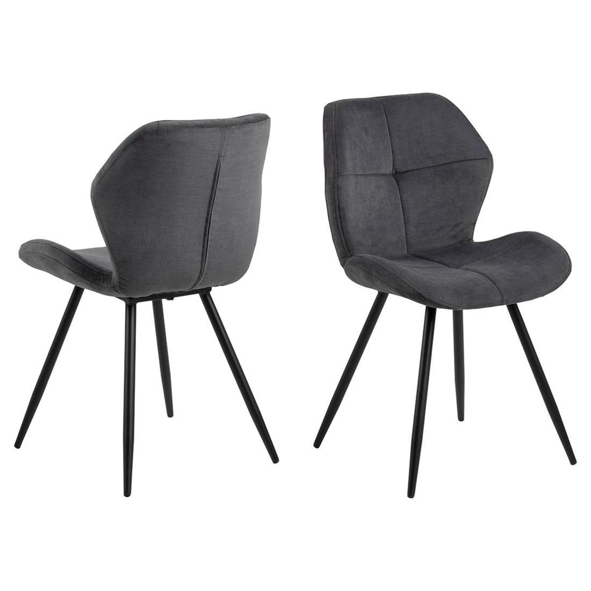 LISA DESIGN Manilla - lot de 2 chaises - en tissu microfibre - pieds en métal
