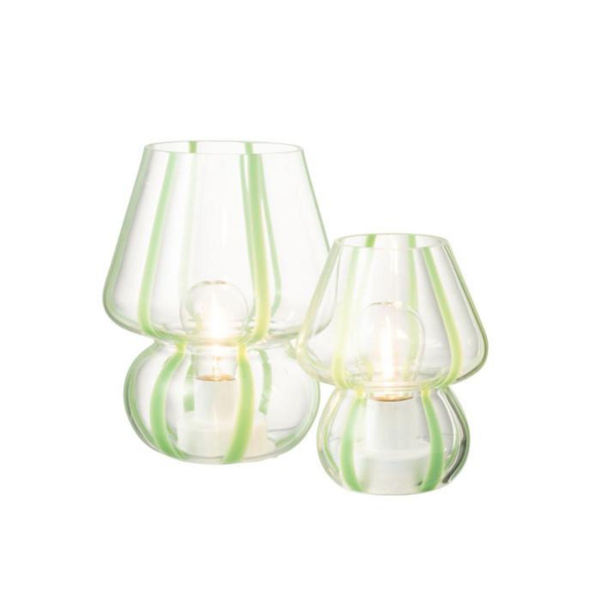 Paris Prix Lampe à Poser Rayures en Verre  Ophelie  15cm Vert