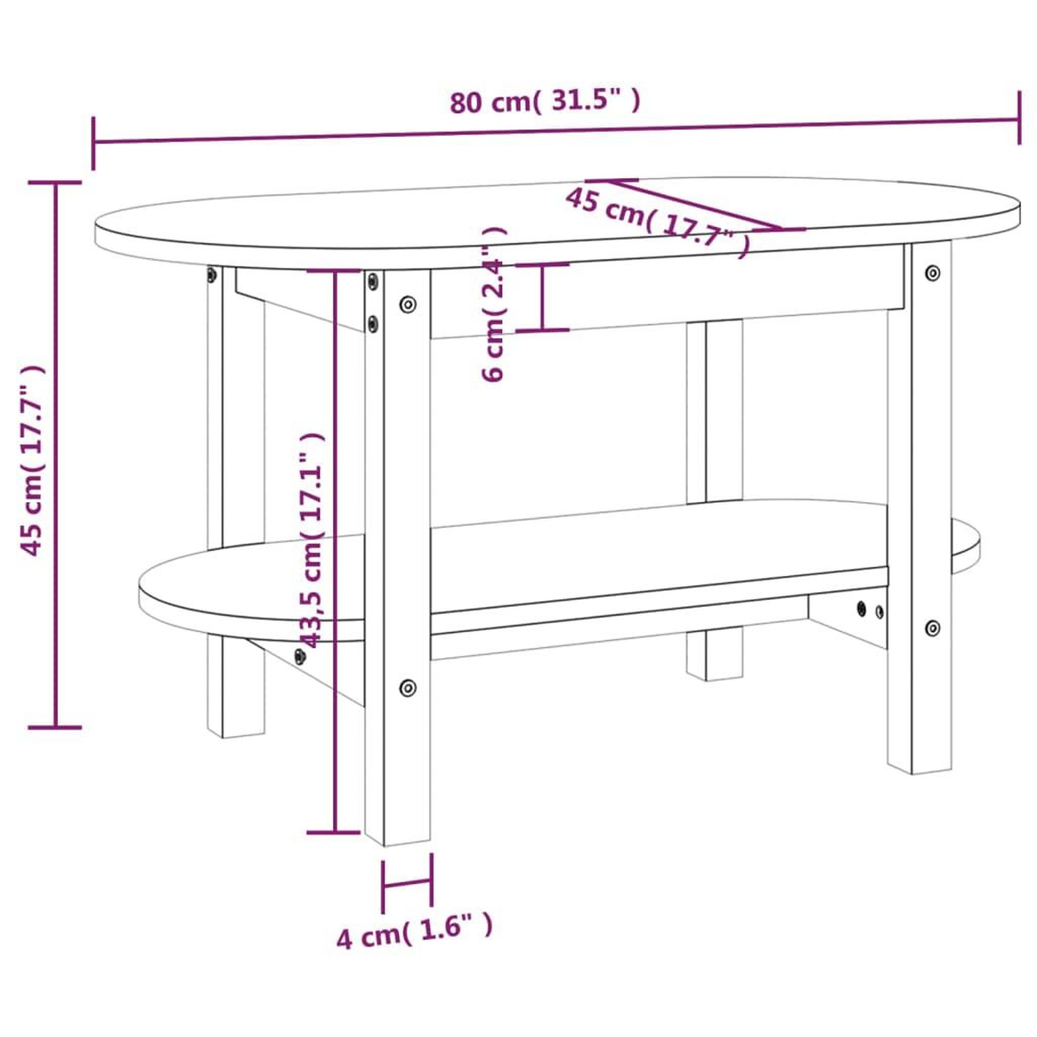 Voir la diapositive 6 : VIDAXL Table basse Gris 80x45x45 cm Bois massif de pin