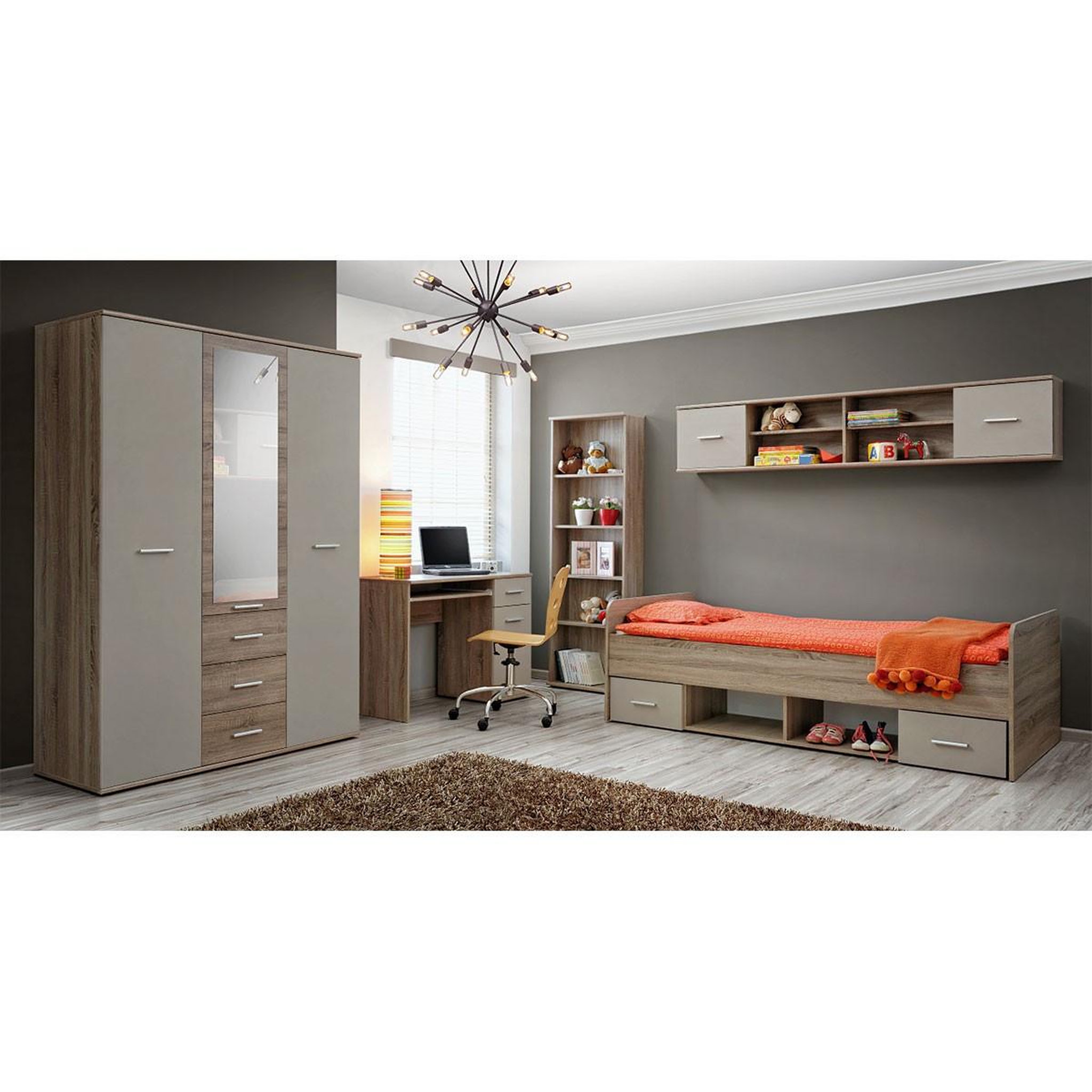 Voir la diapositive 5 : Paris Prix Chambre complète enfant 5p  dino iv  chêne & blanc