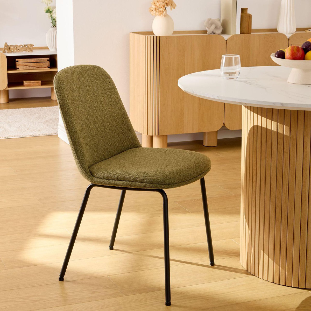 ATMOSPHERA Lot de 4 chaises en tissu et pieds métal NEORA