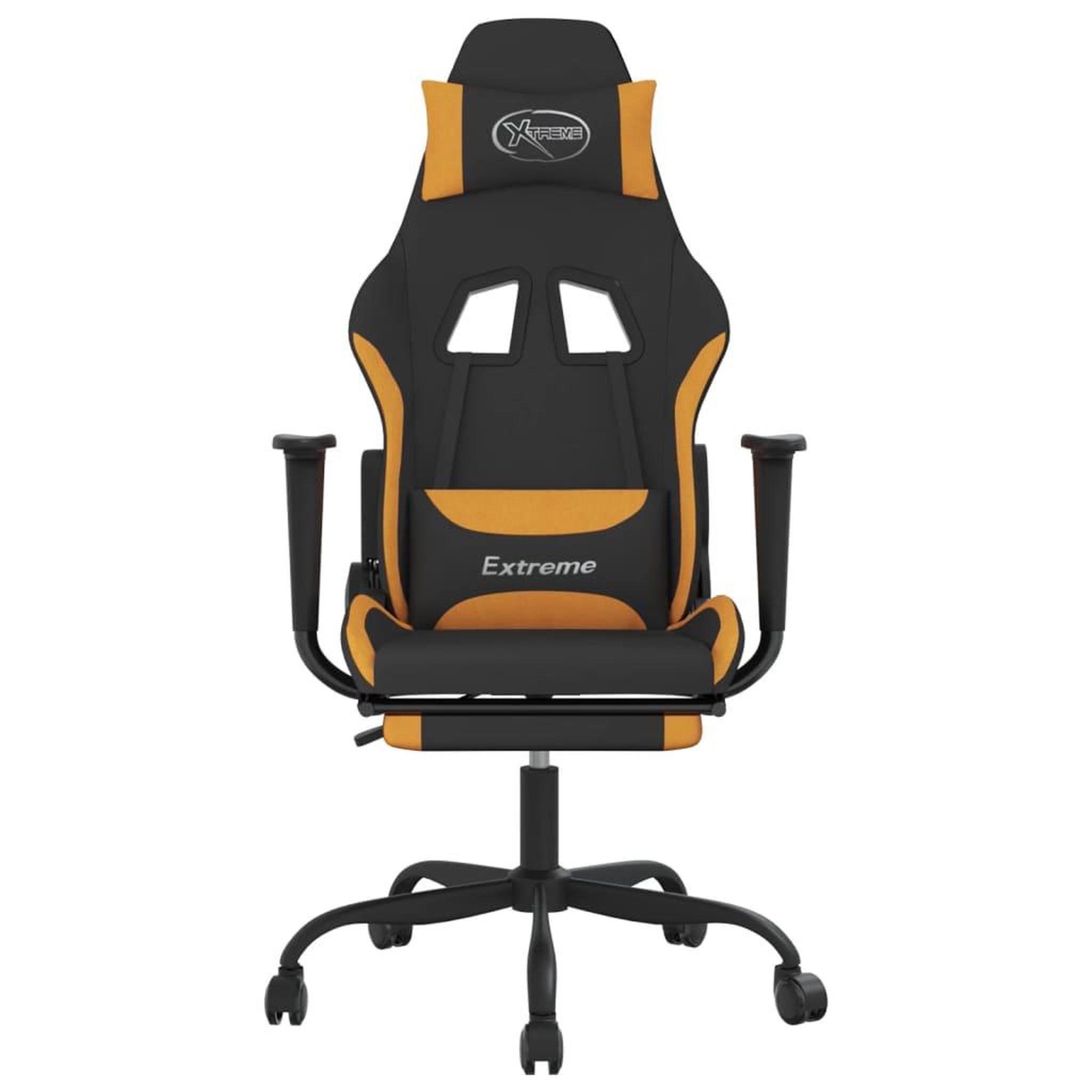 Voir la diapositive 3 : VIDAXL Chaise de jeu avec repose-pied Noir et orange Tissu