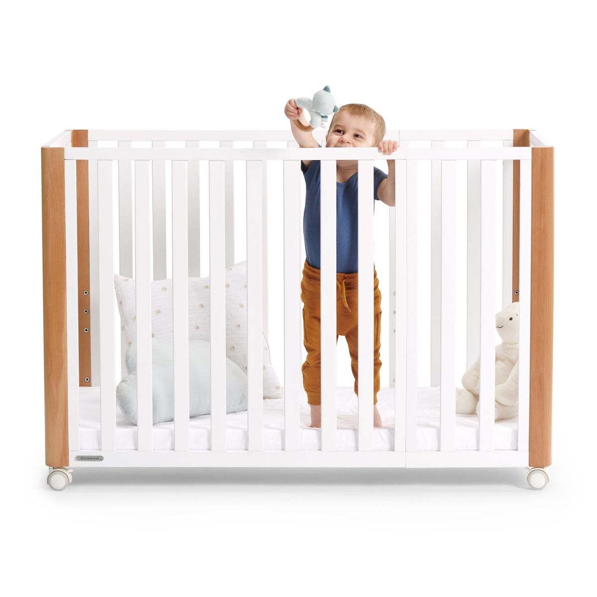 KINDERKRAFT Lit bébé multifonction 4 en 1 avec matelas et roulettes pour un usage pratique