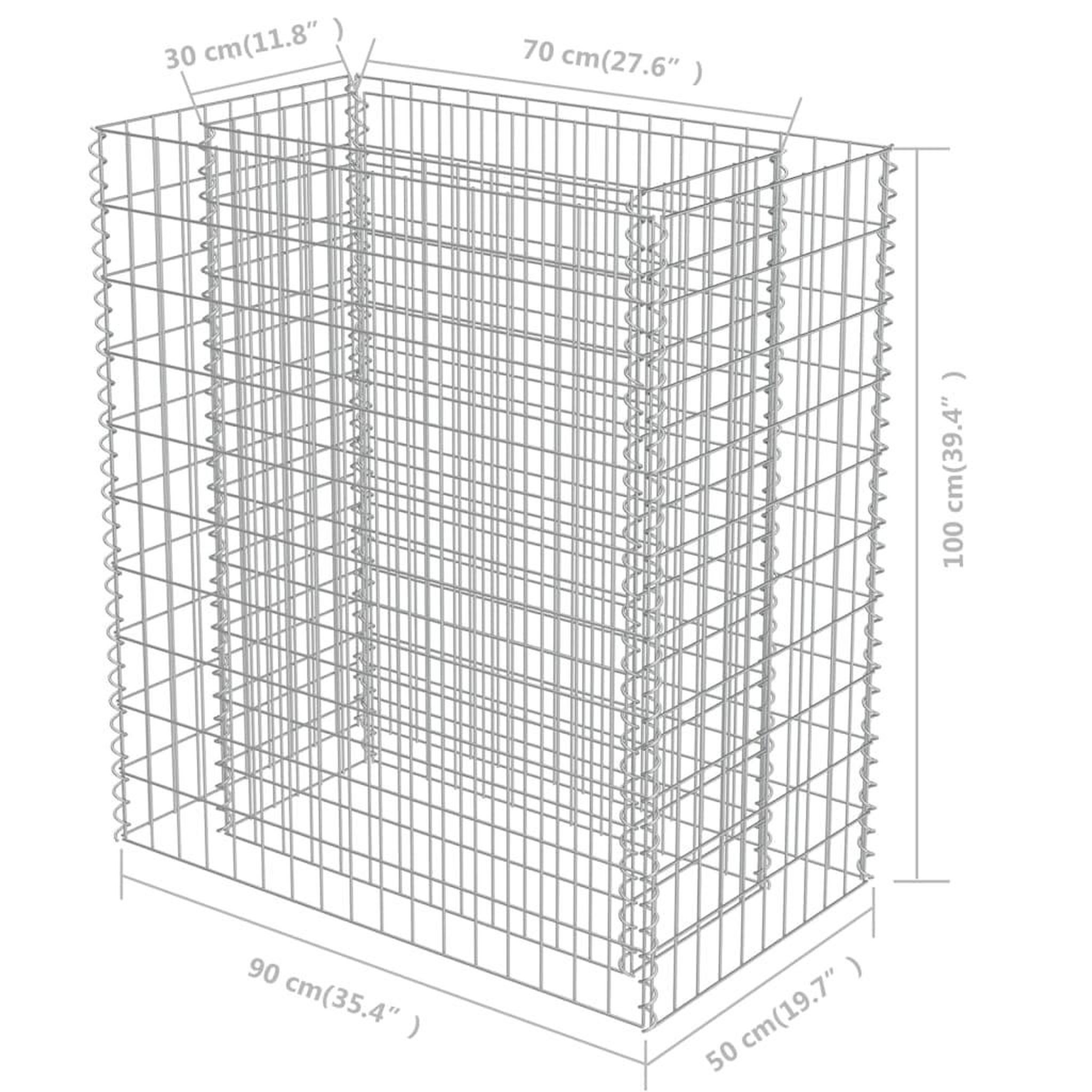 Voir la diapositive 6 : VIDAXL Lit sureleve a gabion Acier galvanise 90x50x100 cm