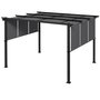 Voir la diapositive 1 : OUTSUNNY Pergola 3 toiles coulissantes - dim. 3,57L x 2,96l x 2,35H m - acier époxy noir polyester haute densité anthracite