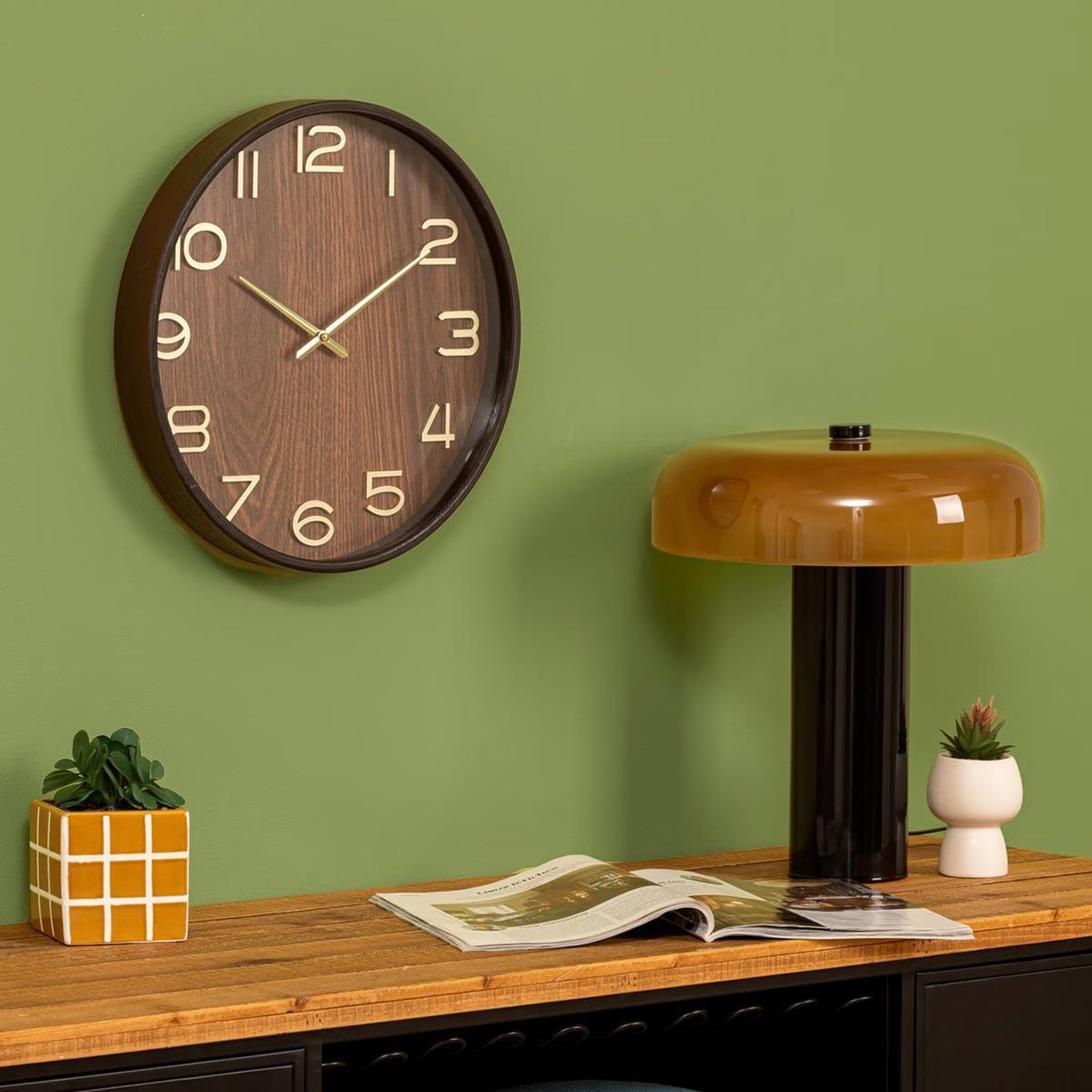Voir la diapositive 4 : ATMOSPHERA Horloge murale design  ivana  38cm marron