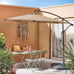 SWEEEK Parasol déporté rond Hardelot diamètre 300cm excentré  8 baleines. Coloris disponibles : Marron, Orange, Vert, Beige, Gris, Bleu