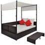 Voir la diapositive 2 : VIDAXL Lit de jardin avec auvent Marron 190x130 cm Resine tressee