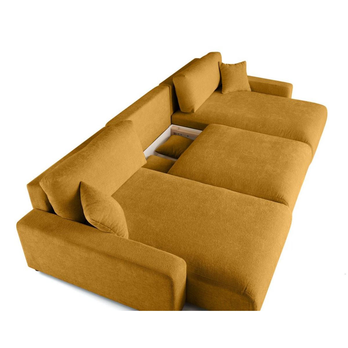 LISA DESIGN Pivoine - canapé panoramique en u - 7 places - convertible avec coffre - en velours texturé