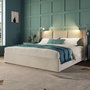 Voir la diapositive 3 : MERAX Lit Rembourré Coffre  Lin Avec USB Et 2 Lampes De Lecture