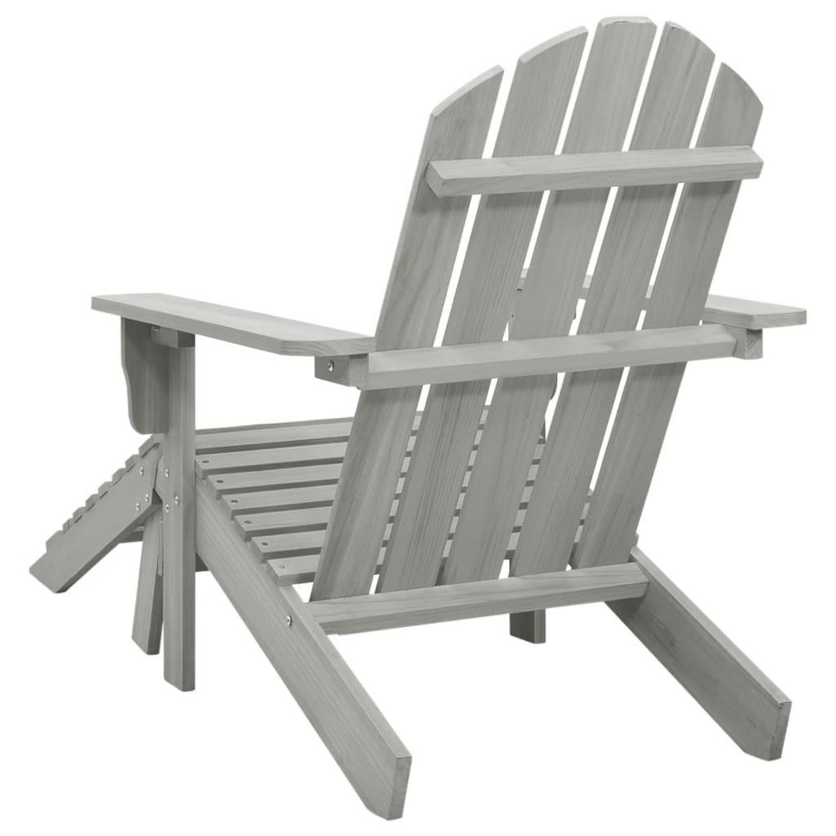 VIDAXL Chaise de jardin avec pouf Bois Gris