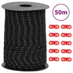 VIDAXL Corde de haubanage de tente avec bandes reflechissantes et cles