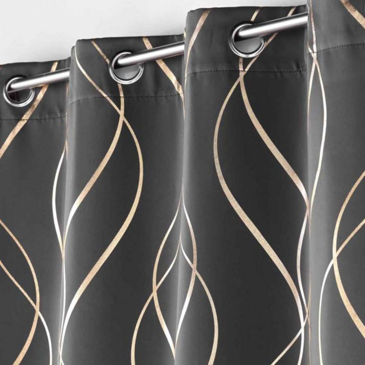 Paris Prix Rideau Occultant  Élise  135x240cm Anthracite & Or