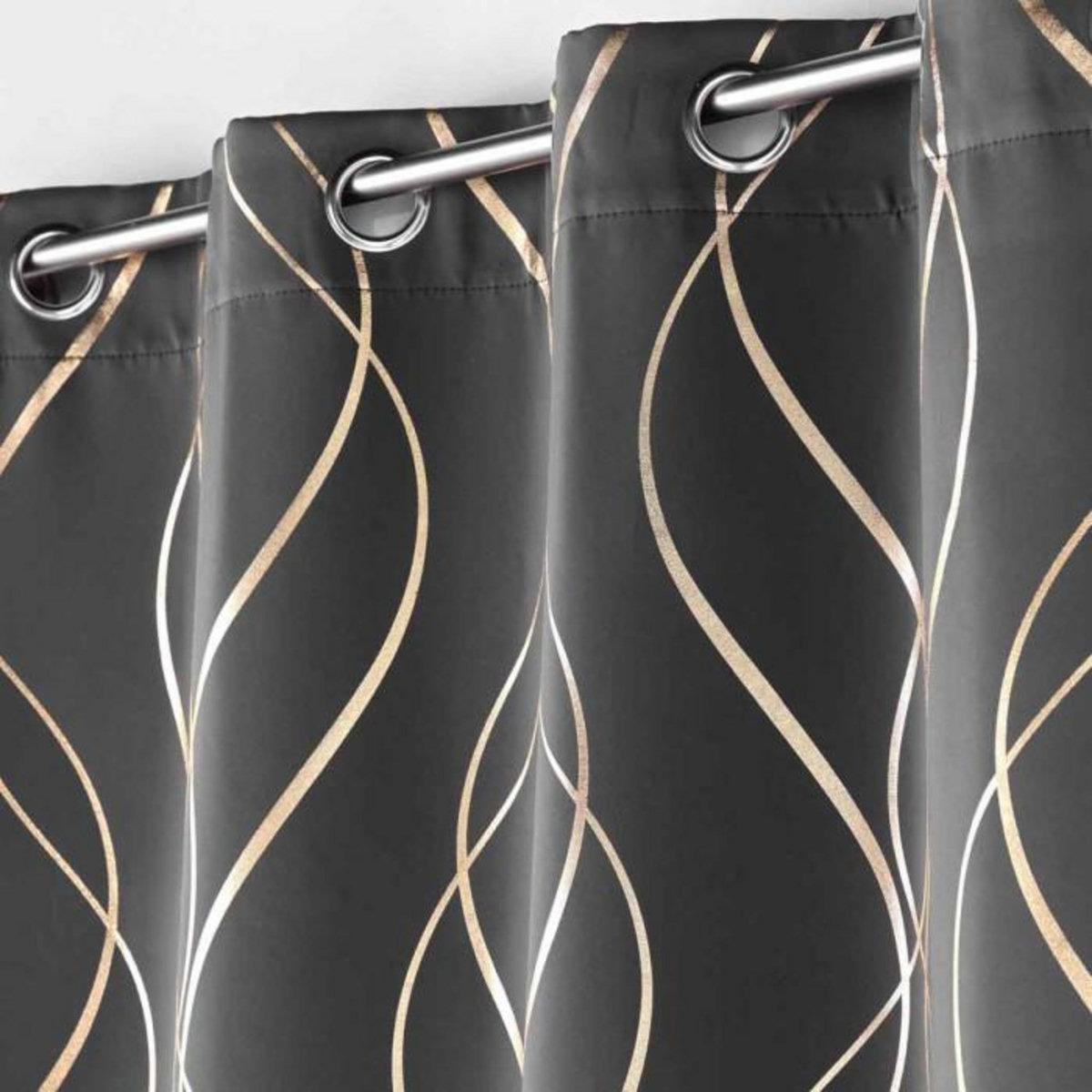Paris Prix Rideau Occultant  Élise  135x240cm Anthracite & Or