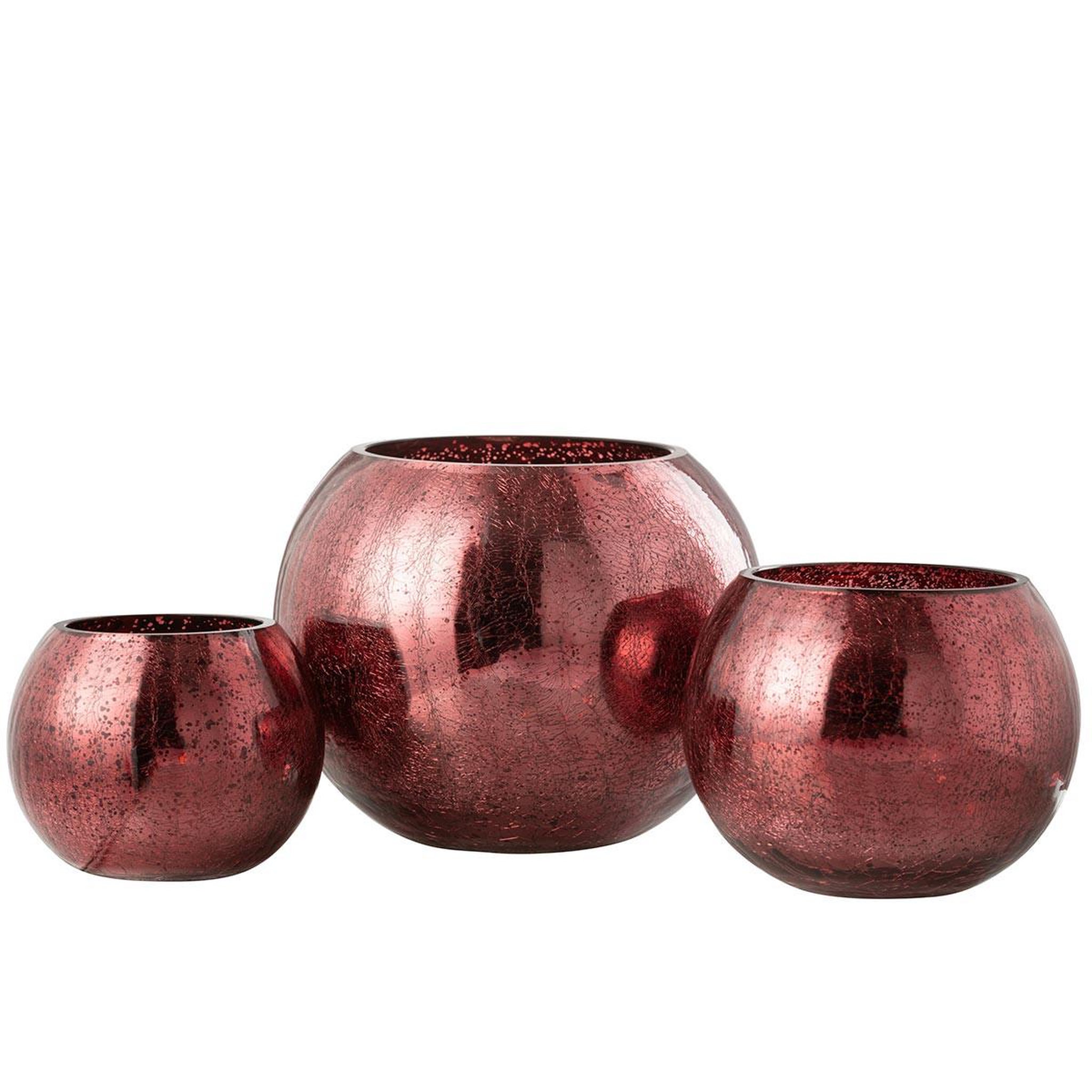 Voir la diapositive 4 : J-LINE Photophore Boule en Verre  Craquelée  20cm Rose