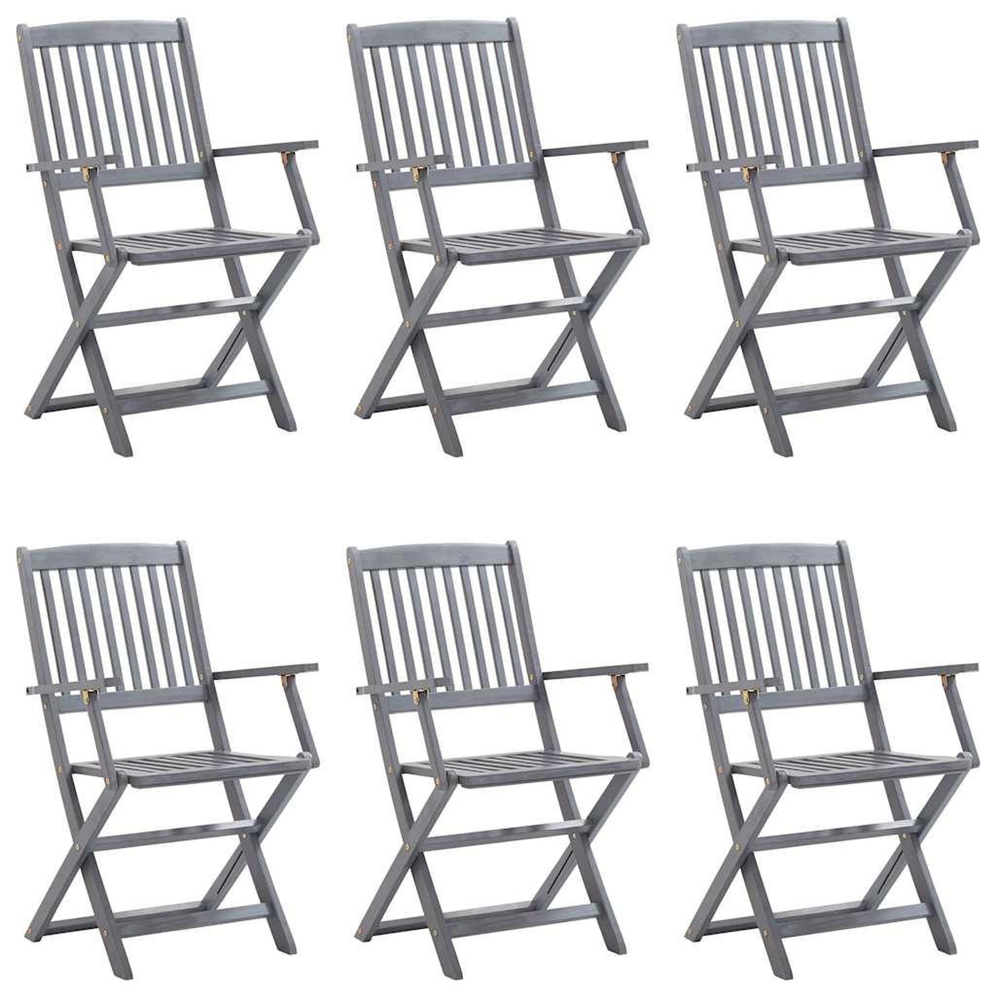 Voir la diapositive 2 : VIDAXL Chaises pliantes 6 pieces avec coussins en bois d'acacia massif