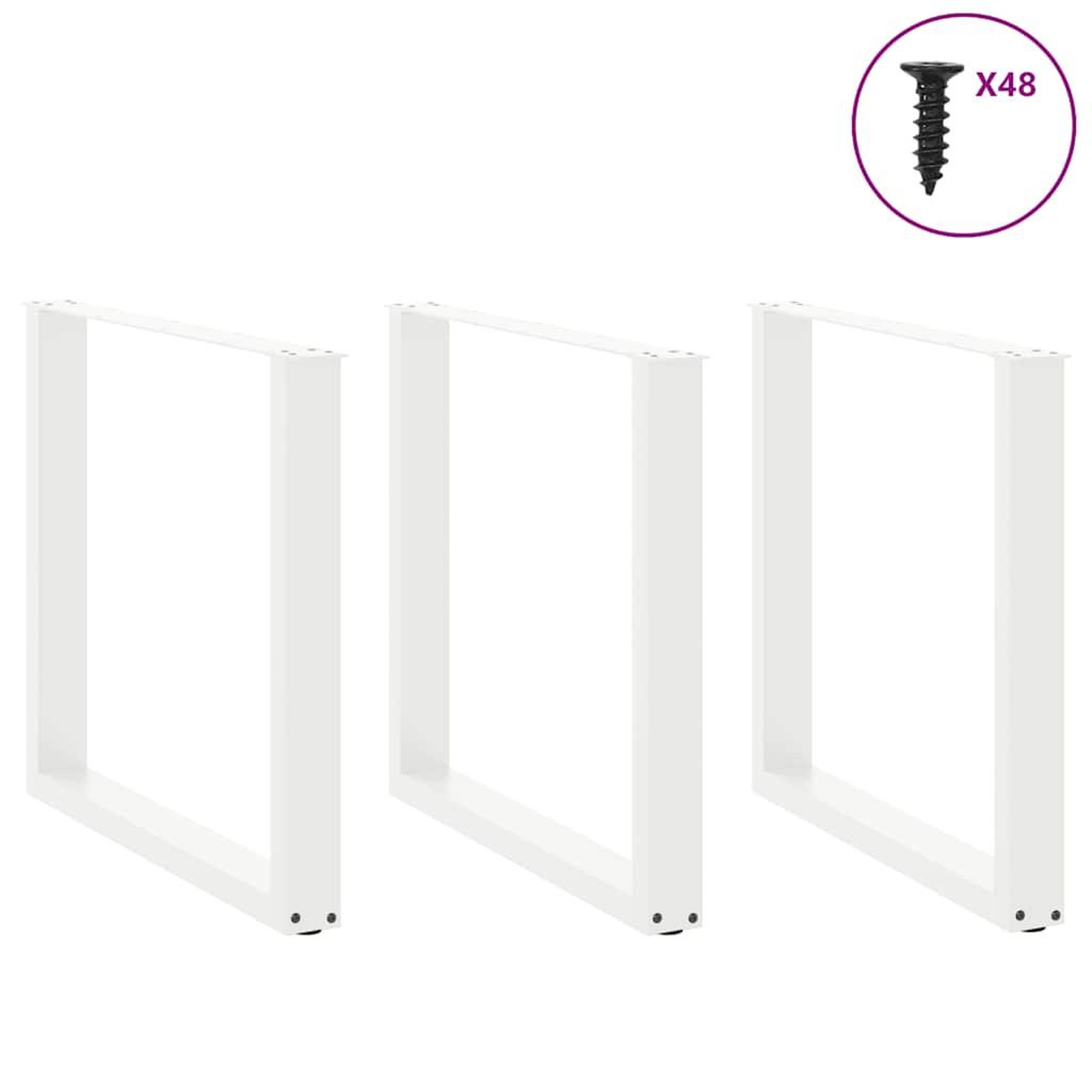 Voir la diapositive 3 : VIDAXL Pieds de table basse forme de U 3 pcs blanc 90x(72-73) cm acier