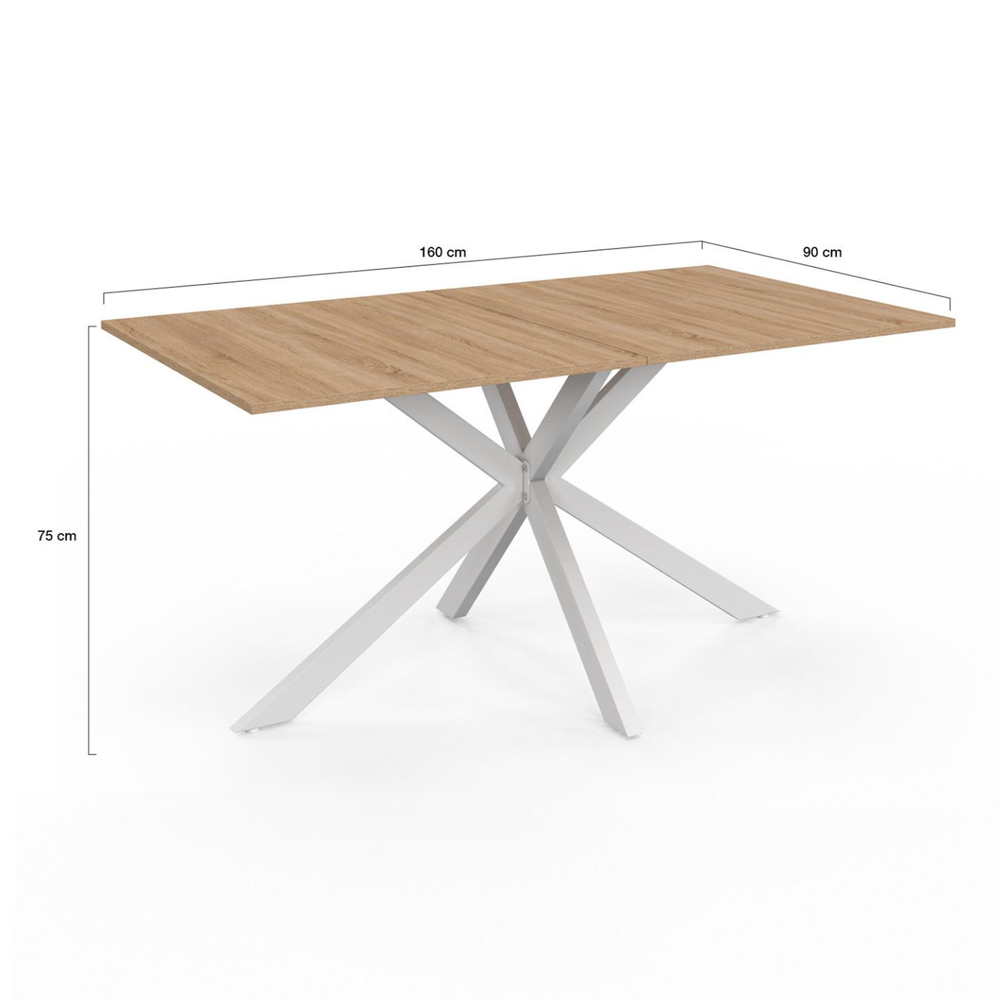 Voir la diapositive 4 : ID MARKET Table à manger rectangle alix 8 personnes pied araignée bois et blanc 160 cm