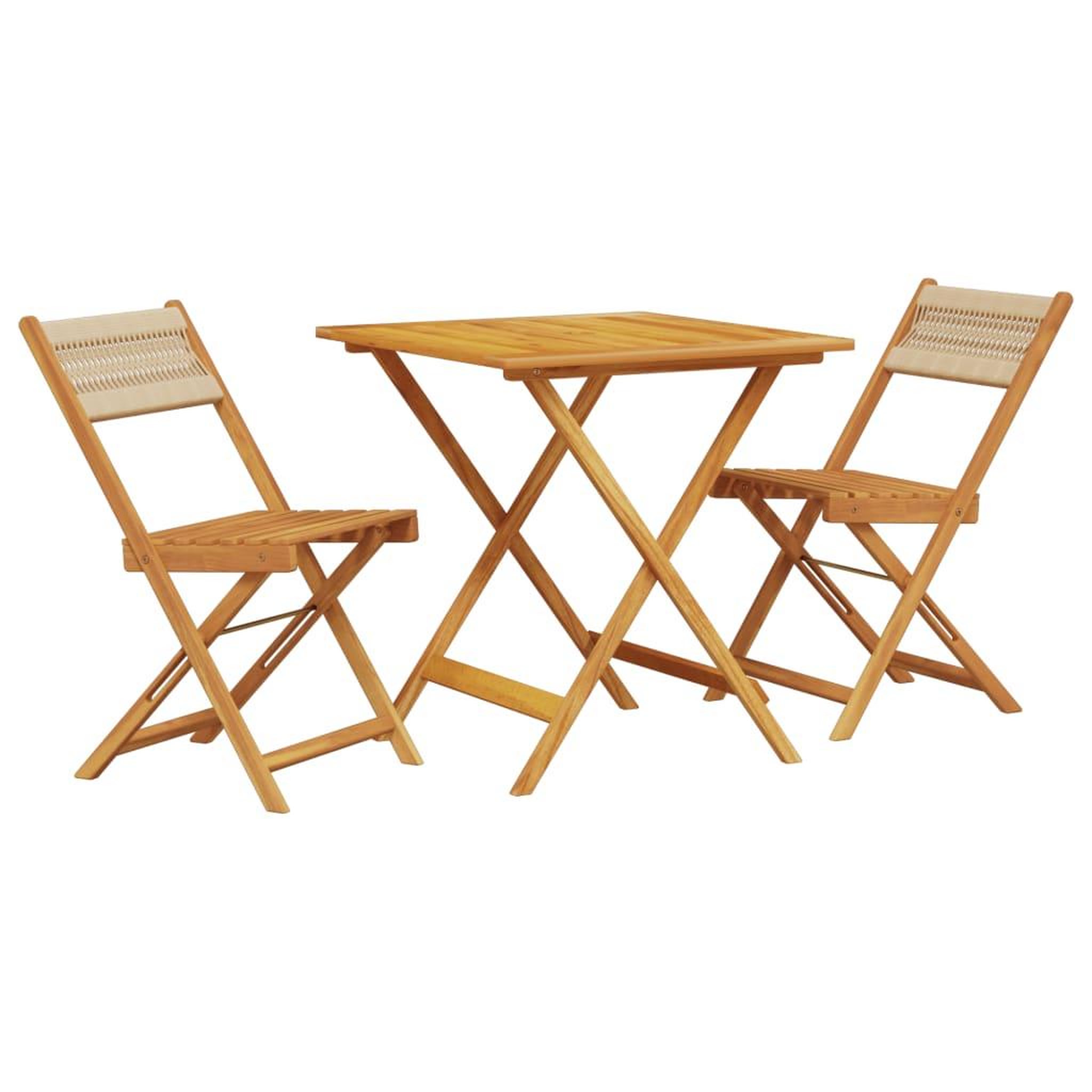 Voir la diapositive 2 : VIDAXL Ensemble de bistro 3 pcs beige polypropylene et bois massif
