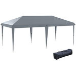 OUTSUNNY Tonnelle barnum de jardin pop-up pliant 5,85L x 2,95l x 2,7H m sac inclus acier époxy oxford haute densité gris