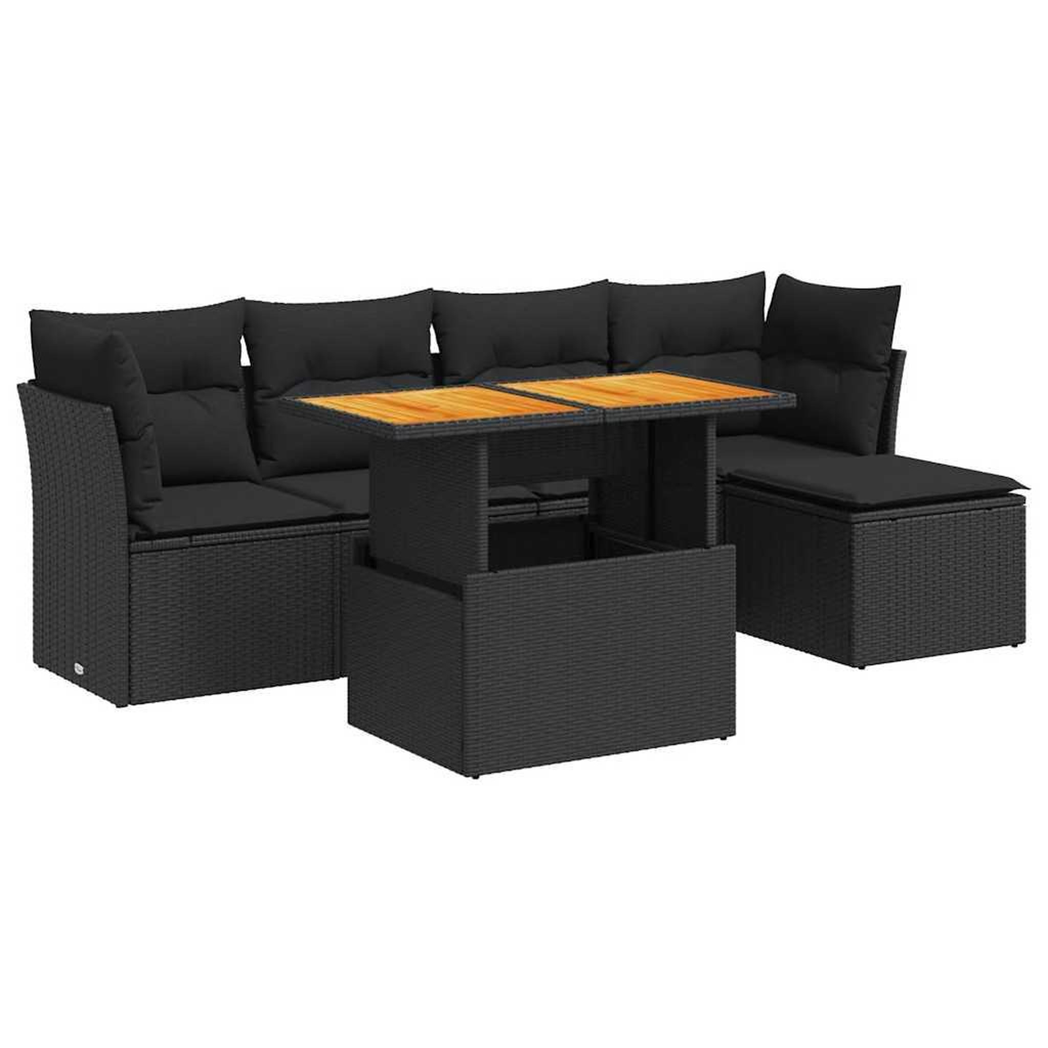 Voir la diapositive 2 : VIDAXL Salon de jardin 6 pcs avec coussins noir resine tressee