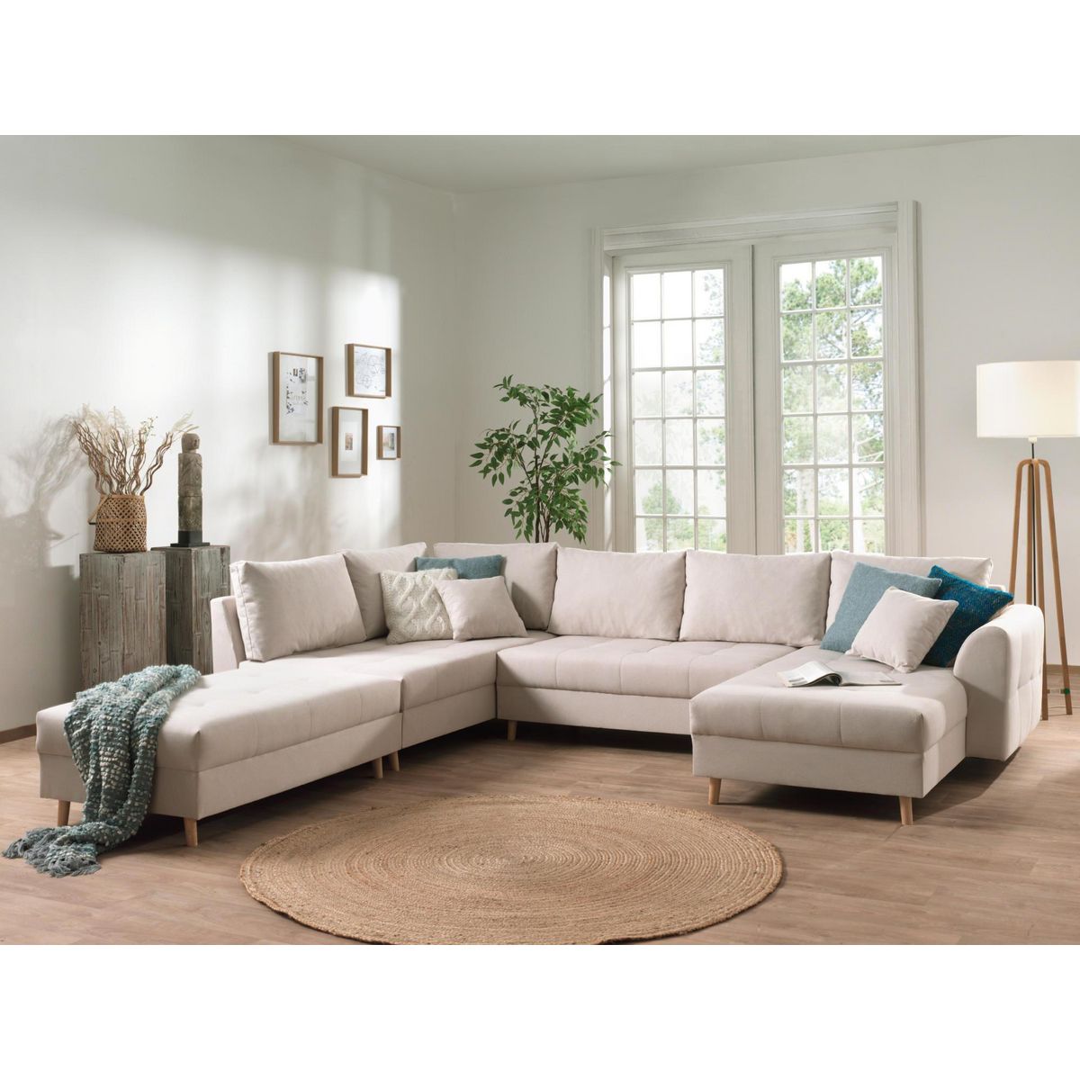 LISA DESIGN Rune - canapé panoramique avec pouf d'appoint - 7 places - style scandinave - gauche