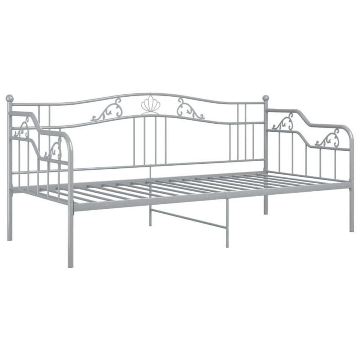 VIDAXL Cadre de canapé lit sans matelas gris métal 90x200 cm