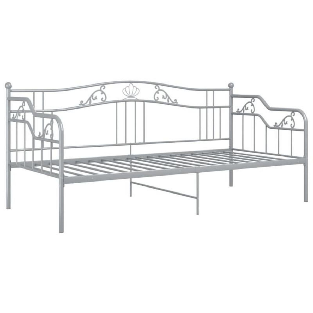VIDAXL Cadre de canapé lit sans matelas gris métal 90x200 cm
