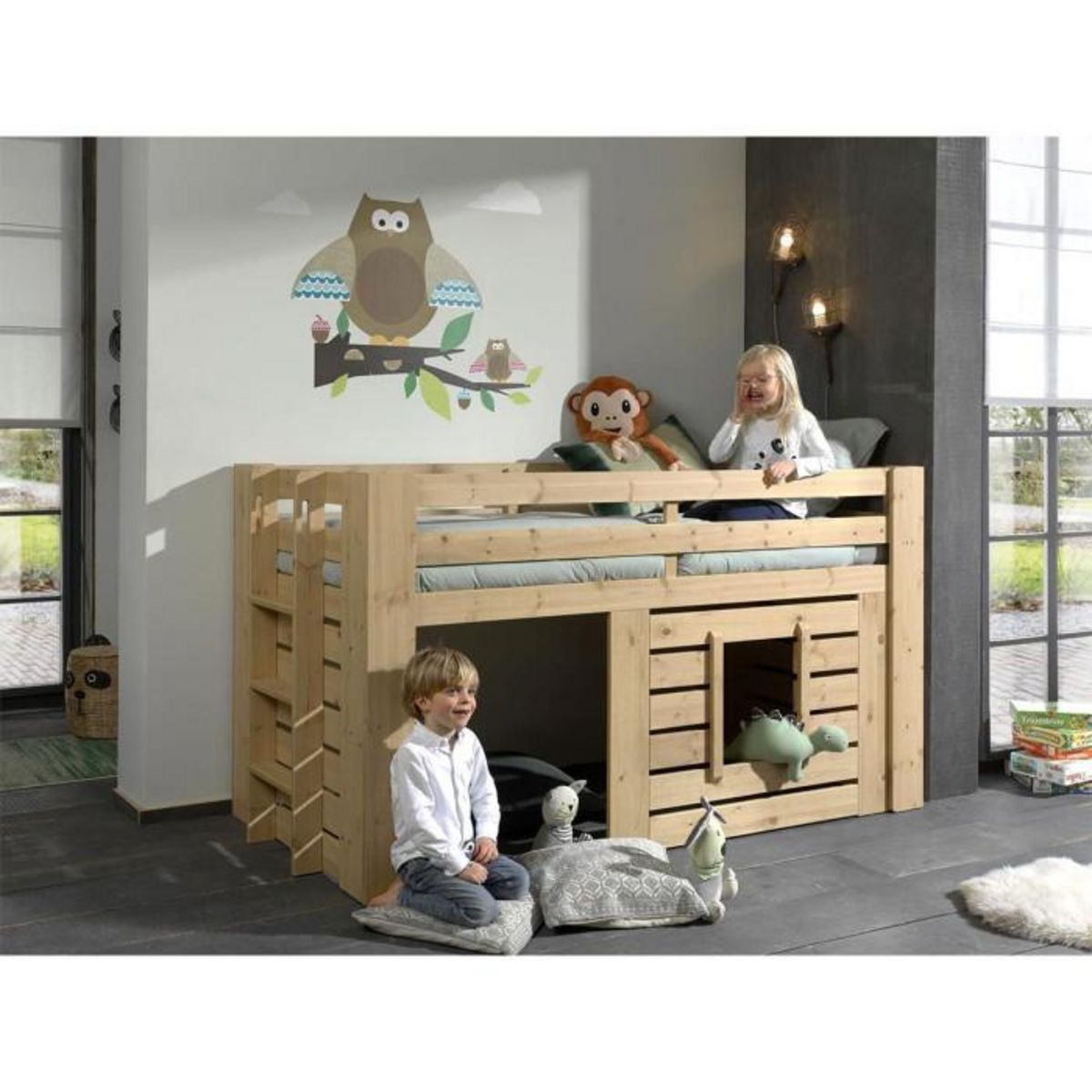 Paris Prix Lit Combiné Compact Enfant  Oliver  90x200cm Chêne