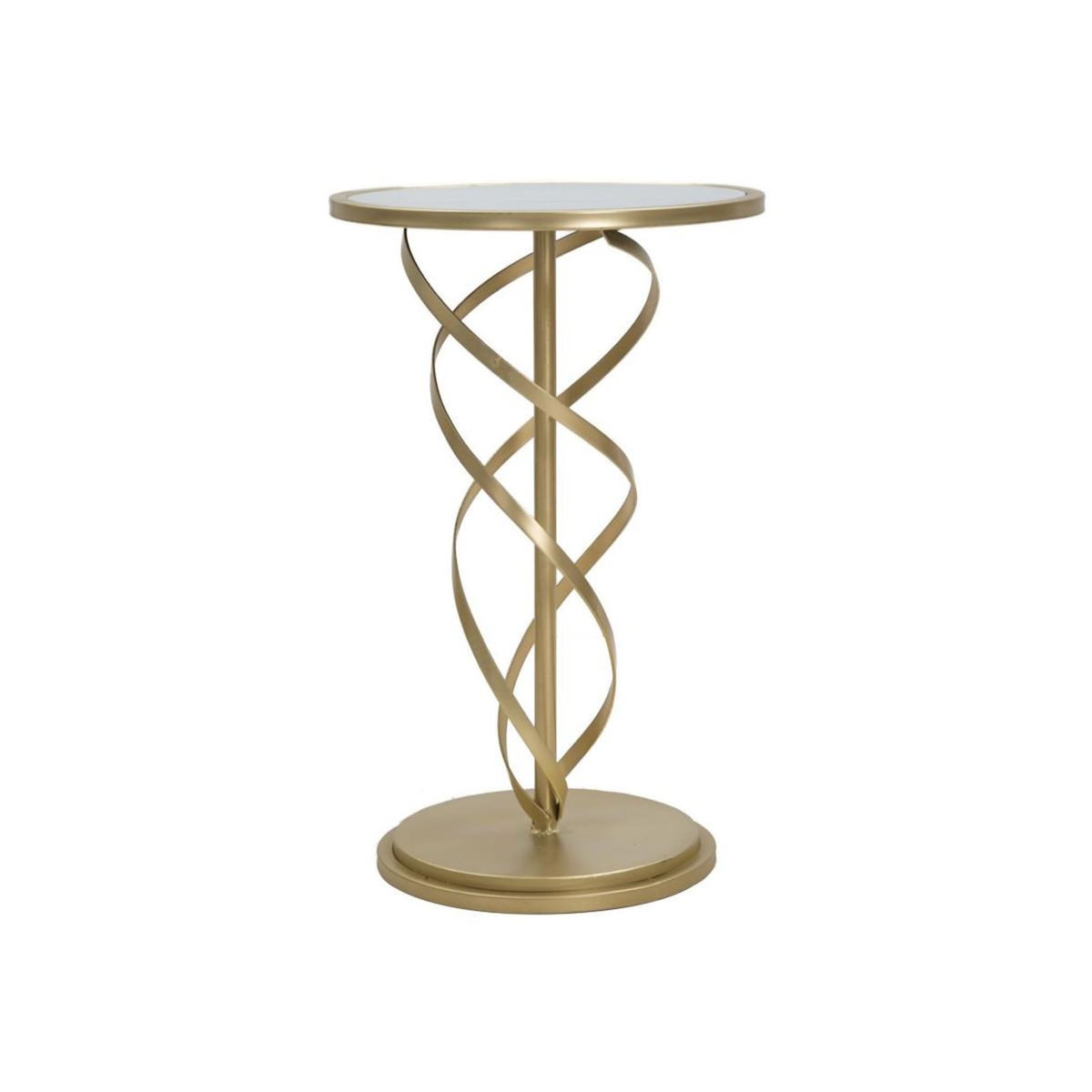 Paris Prix Table d'Appoint Effet Marbre  Spirale  61cm Blanc & Or