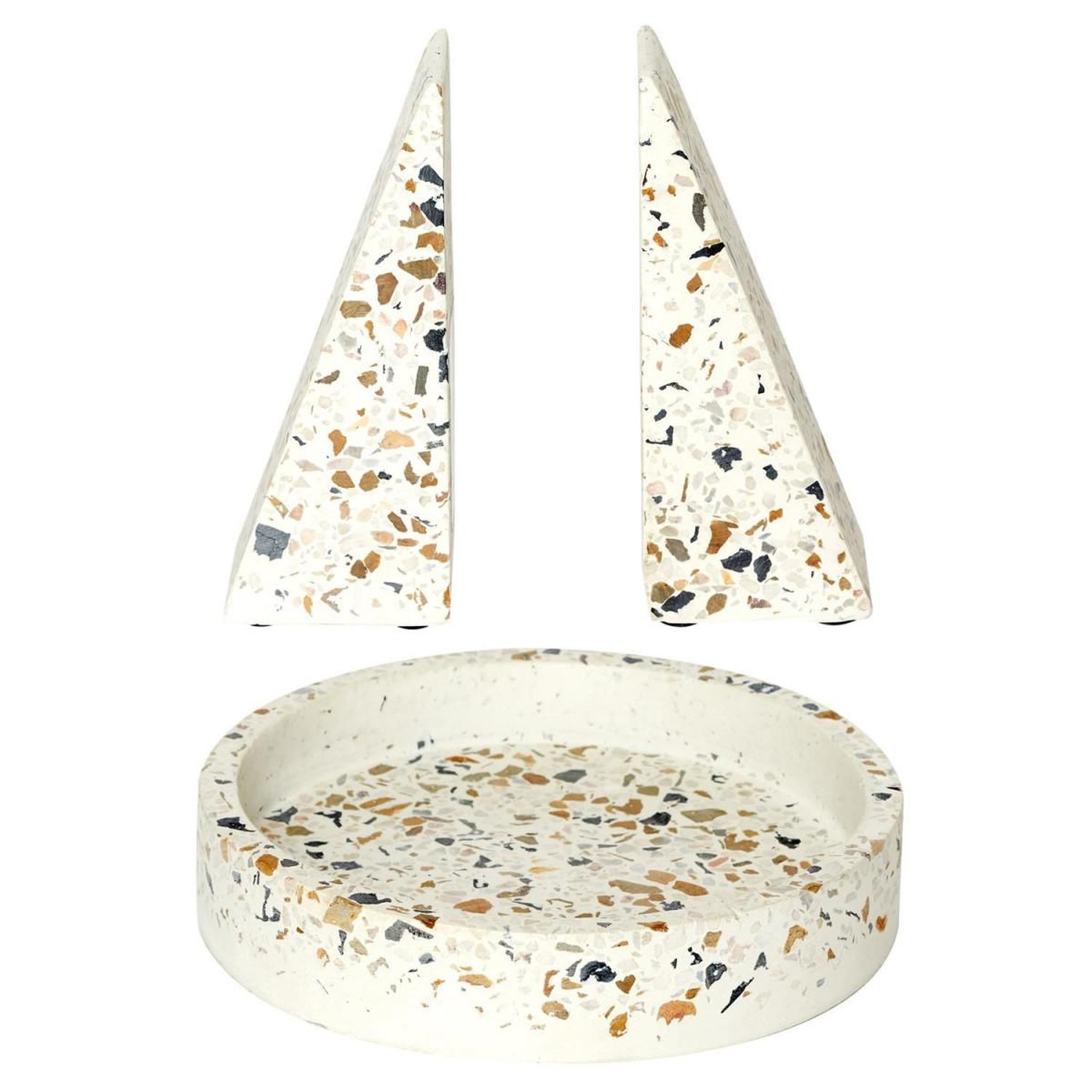 The Home Deco Factory Vide-poche & serre-livres  terrazzo  14cm blanc