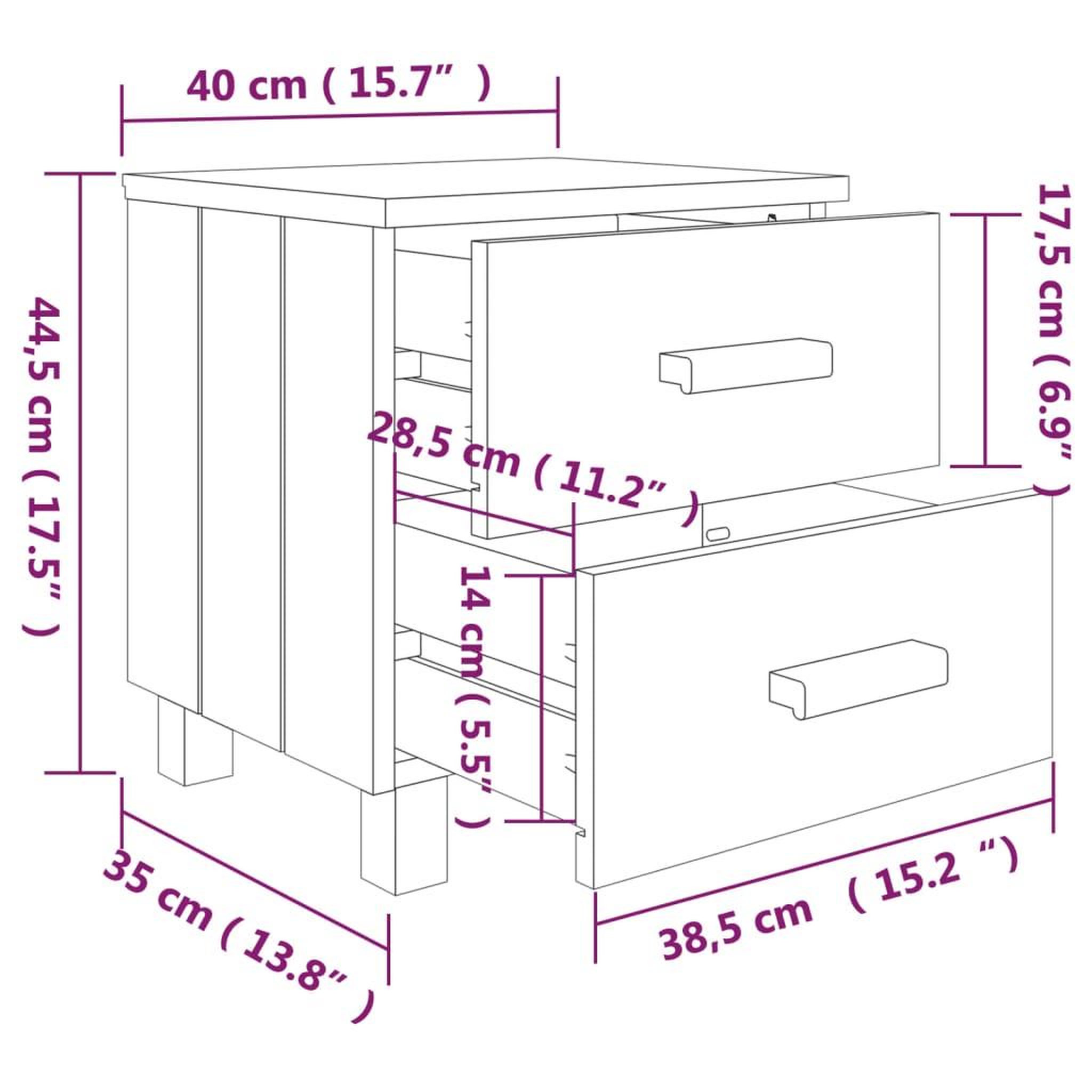 Voir la diapositive 6 : VIDAXL Tables de chevet HAMAR 2pcs Marron miel 40x35x44,5cm Bois
