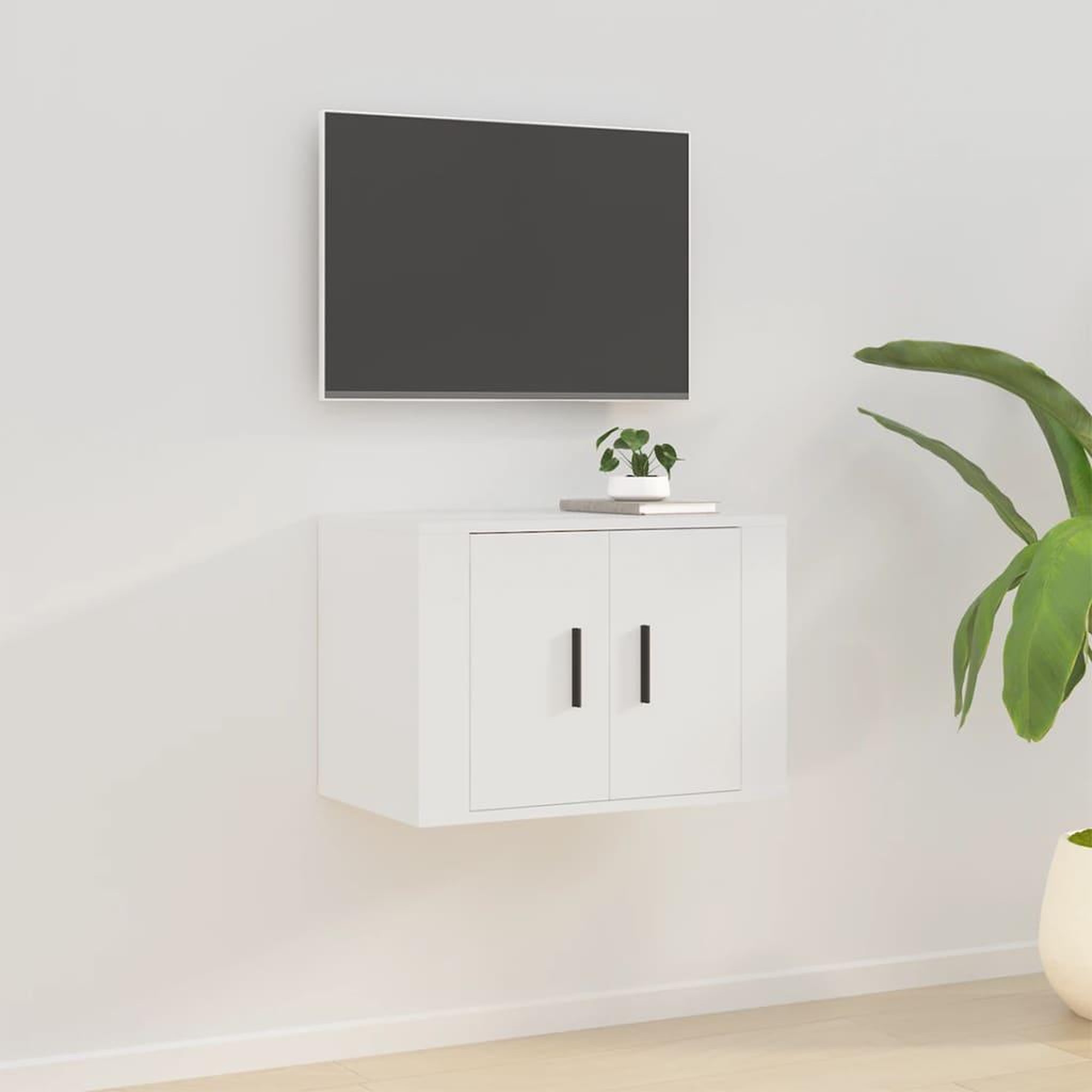 Voir la diapositive 1 : VIDAXL Meuble TV mural Blanc 57x34,5x40 cm