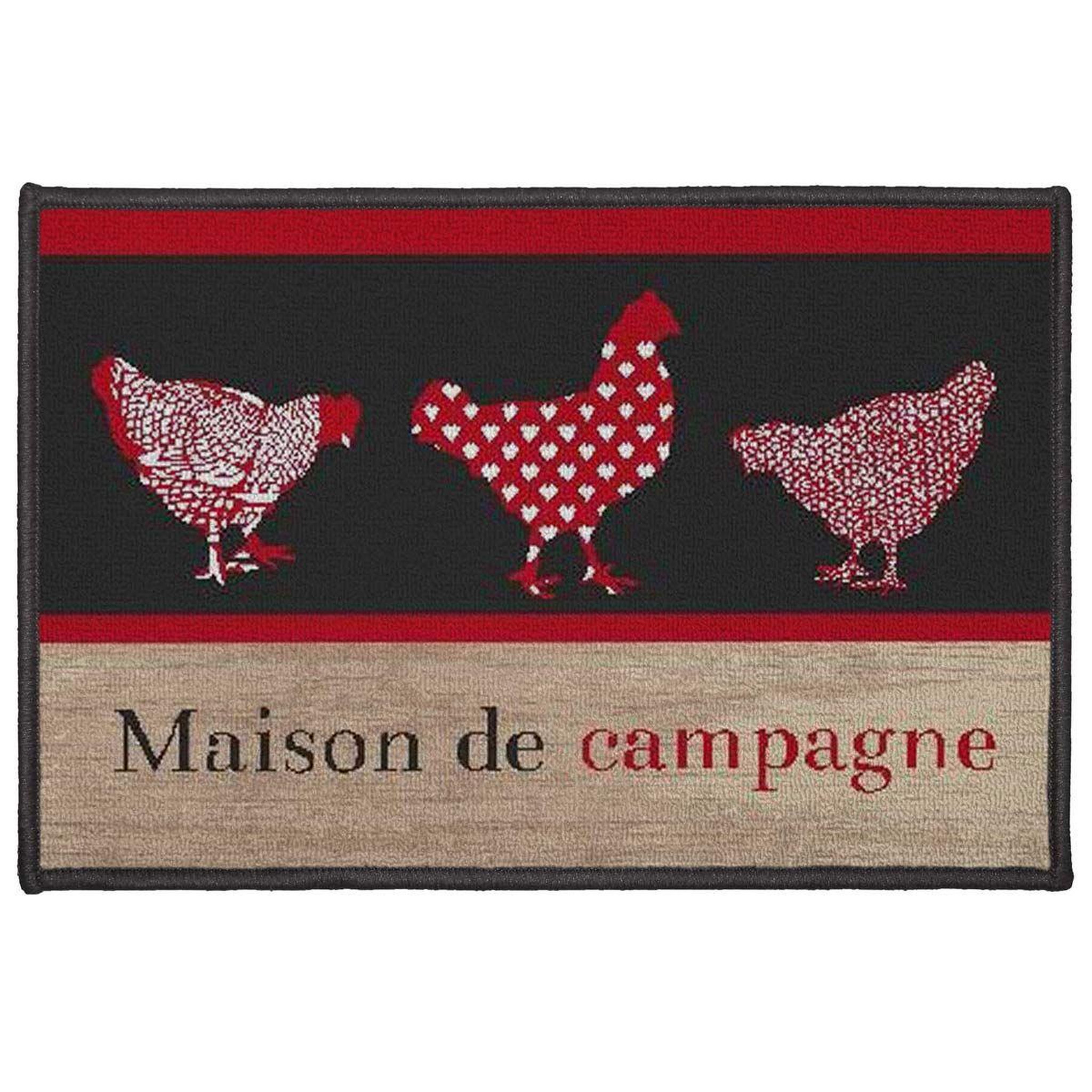 Douceur d'Intérieur Tapis déco rectangle  campagne  40x60cm rouge