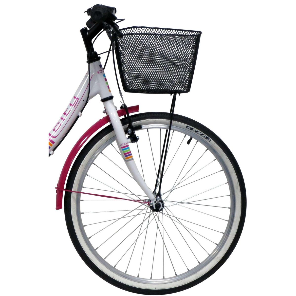 Vélo enfant (140/160 cm) - VTC 24'' Fille Acier  City - Fourche rigide - 6 vitesses - Dérailleur Shimano - Freins V-Brake - Equipé City