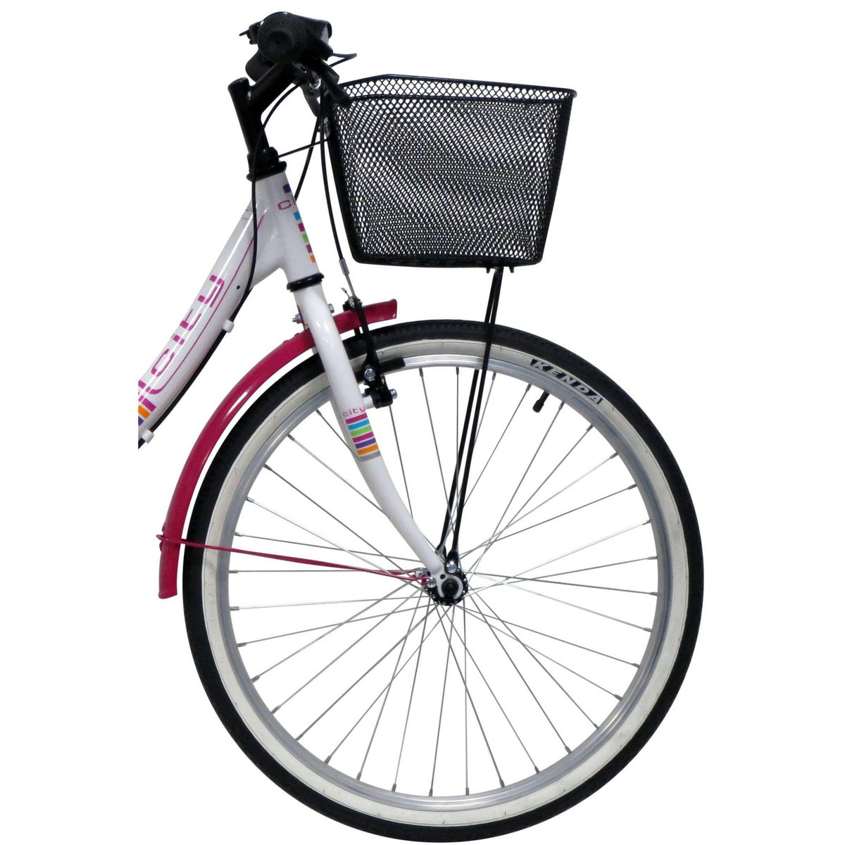 Vélo enfant (140/160 cm) - VTC 24'' Fille Acier  City - Fourche rigide - 6 vitesses - Dérailleur Shimano - Freins V-Brake - Equipé City