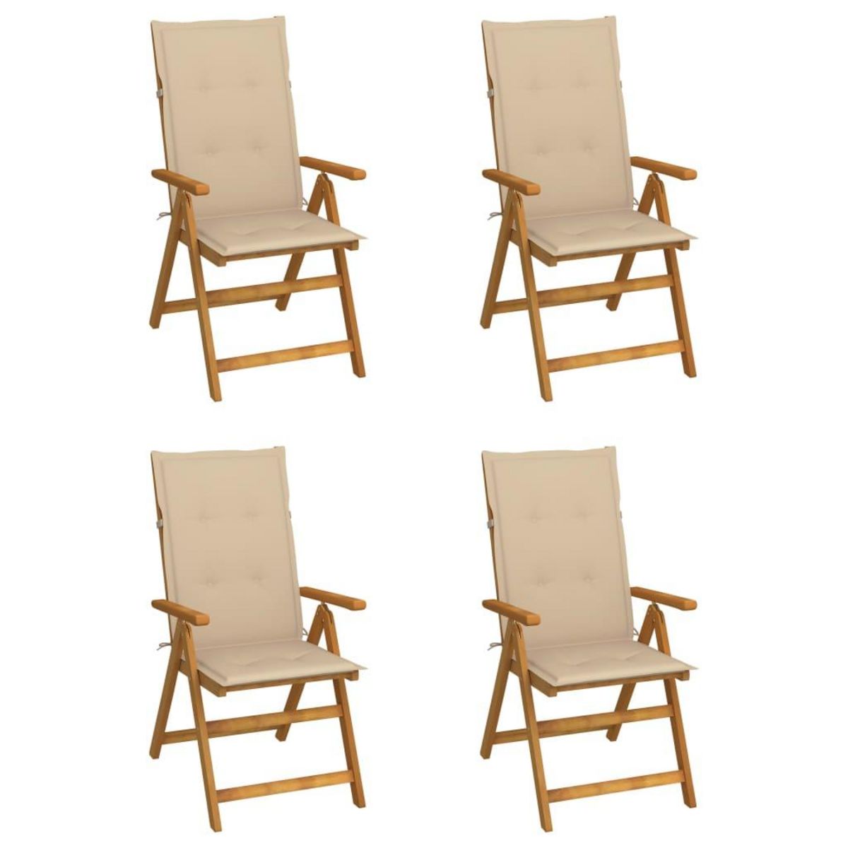 VIDAXL Chaises inclinables de jardin lot de 4 et coussins Bois acacia