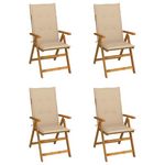 VIDAXL Chaises inclinables de jardin lot de 4 et coussins Bois acacia