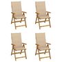 Voir la diapositive 1 : VIDAXL Chaises inclinables de jardin lot de 4 et coussins Bois acacia