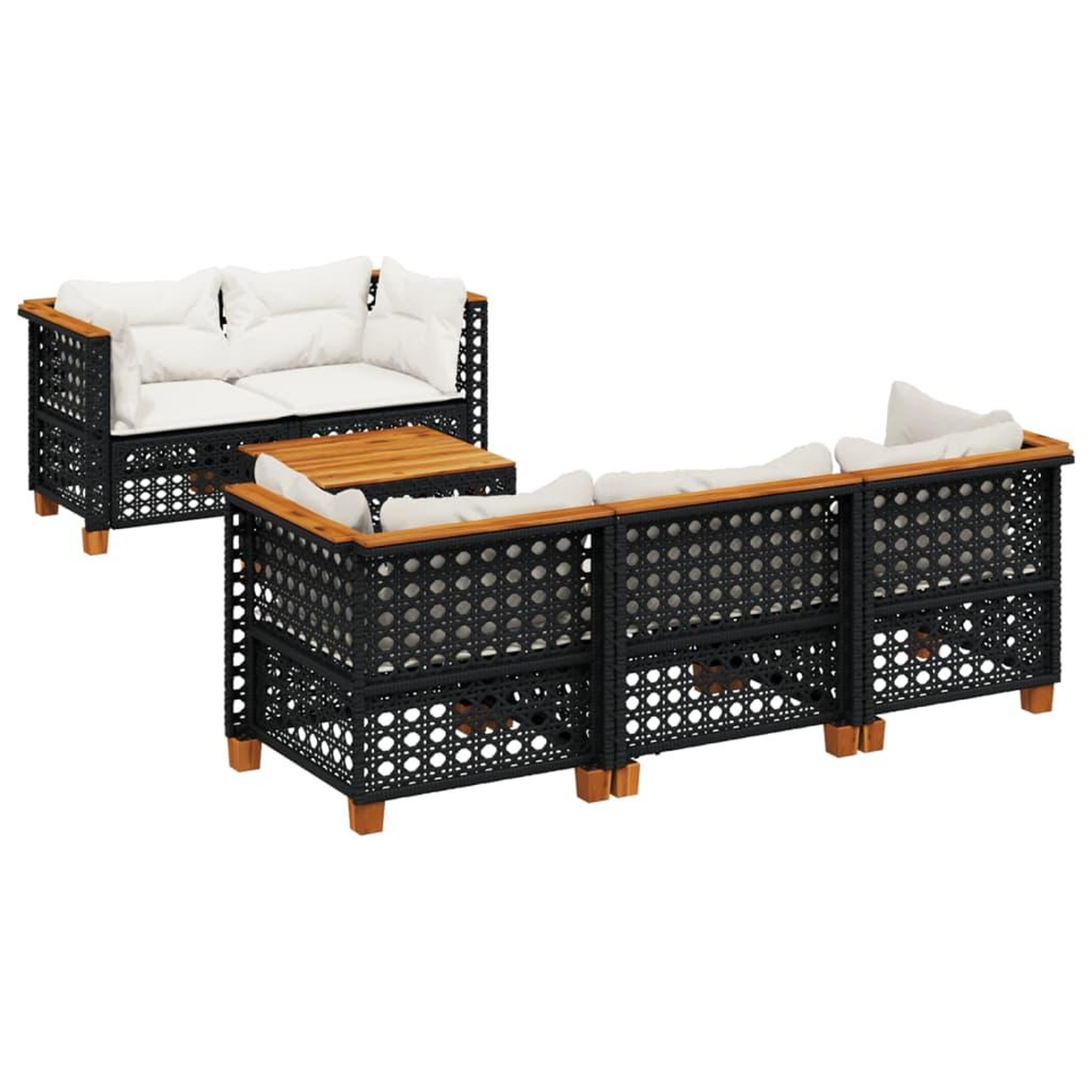 Voir la diapositive 2 : VIDAXL Salon de jardin 6 pcs avec coussins noir resine tressee